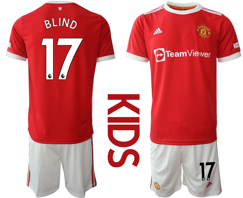 Youth 2021-2022 Club Manchester United home red #17 Soccer Jersey
